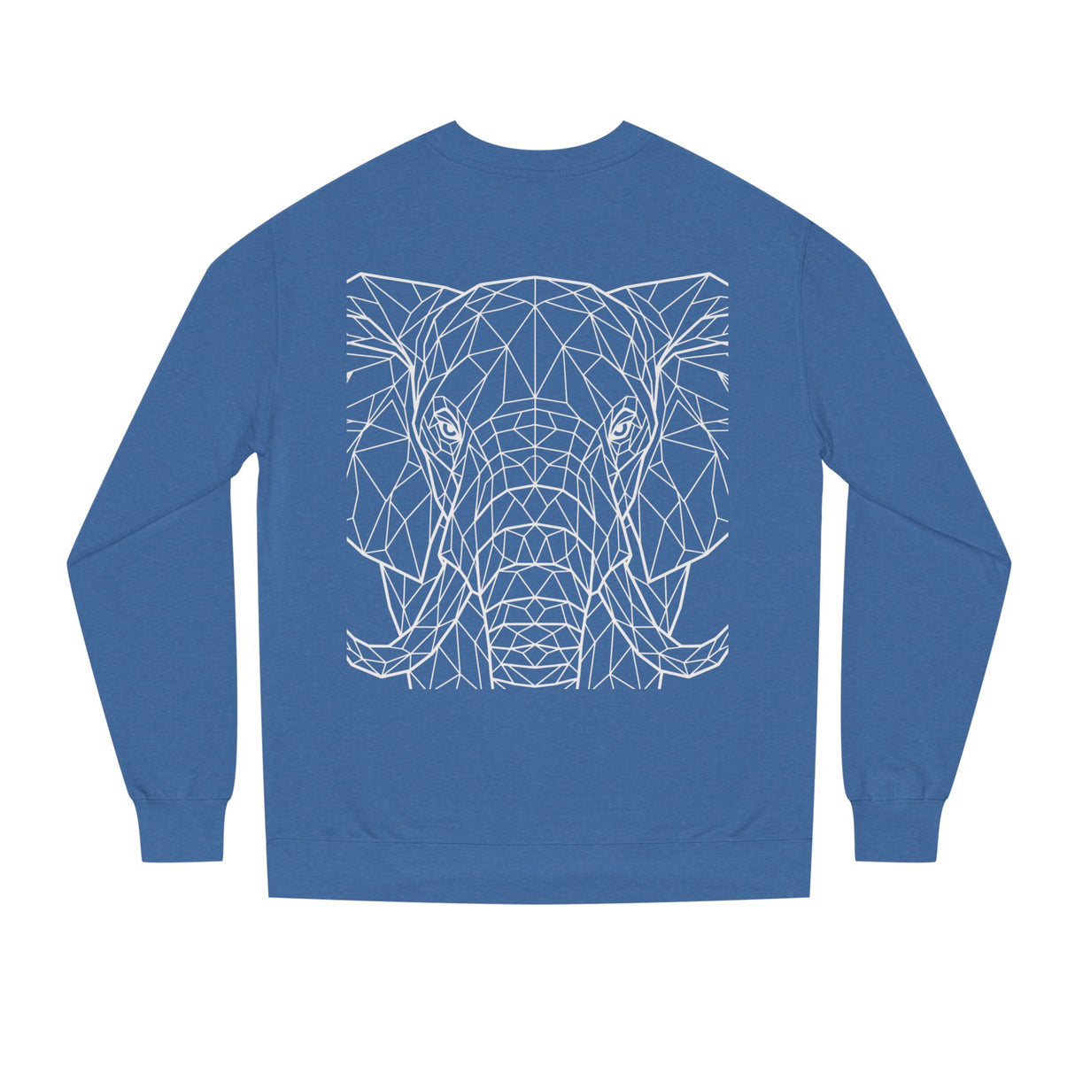 Gray elephant sweatshirt from Printify's Geometric Animal Series featuring "Thick Skin. Soft Heart." design on front.