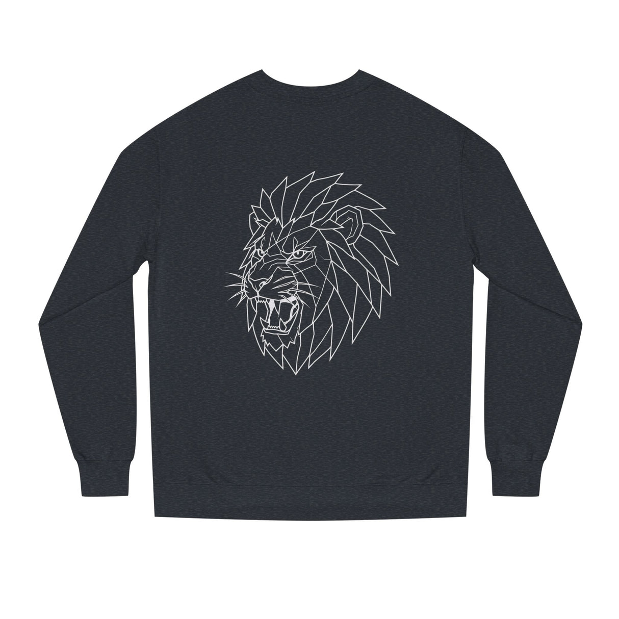 Gray lion sweatshirt with geometric lion design and the quote "King Is a Standard. Not a Title." by Printify.