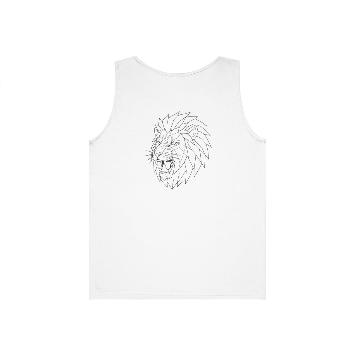 Lion tank top featuring geometric lion design with the phrase "King Is a Standard. Not a Title." from the Geometric Animal Series.