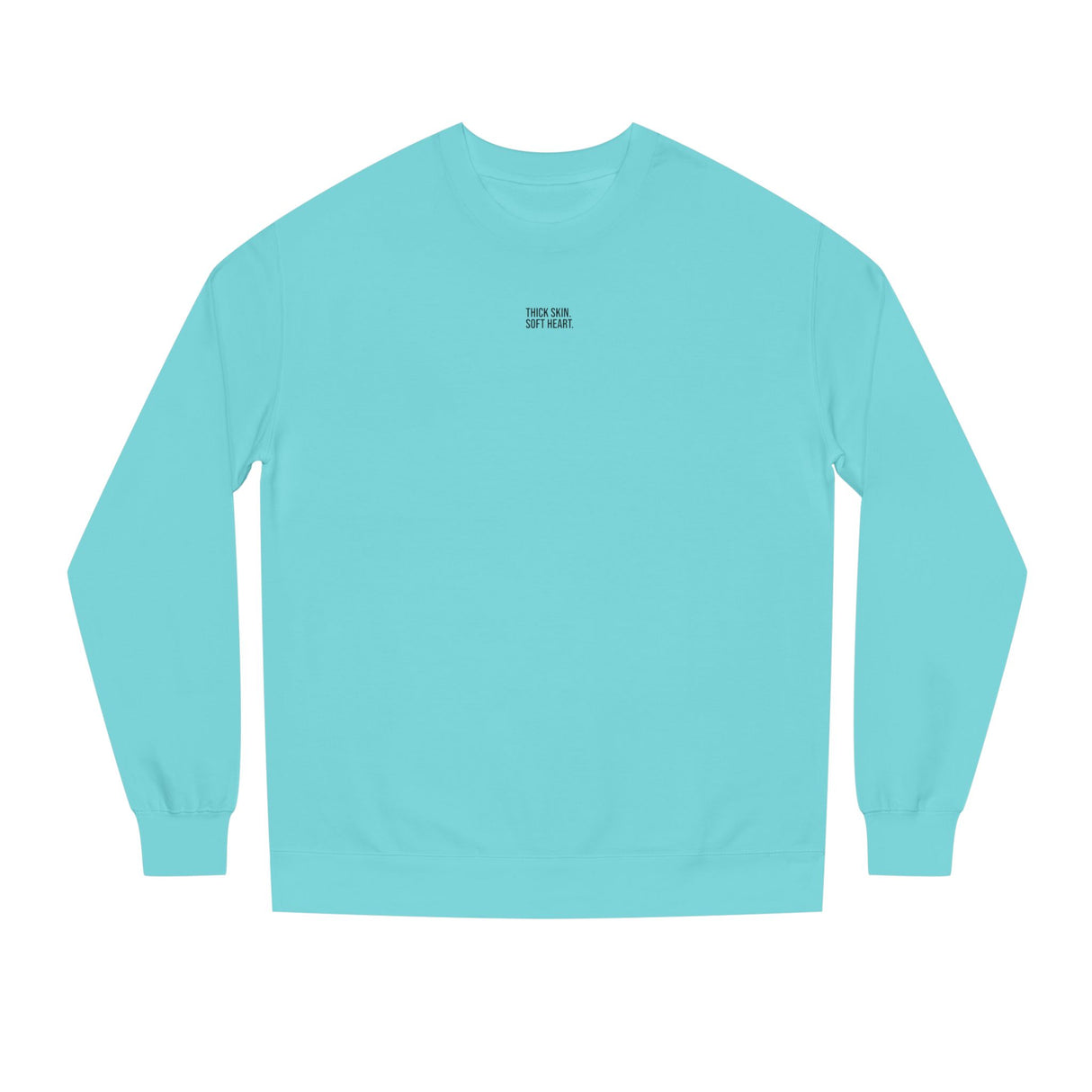 Gray elephant sweatshirt from Printify's geometric animal series featuring the phrase "Thick Skin. Soft Heart." on the front.