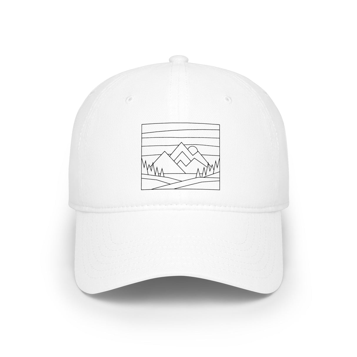 Printify Mountain Baseball Cap from the Nature Series featuring outdoor-inspired design and adjustable strap, made for casual wear.