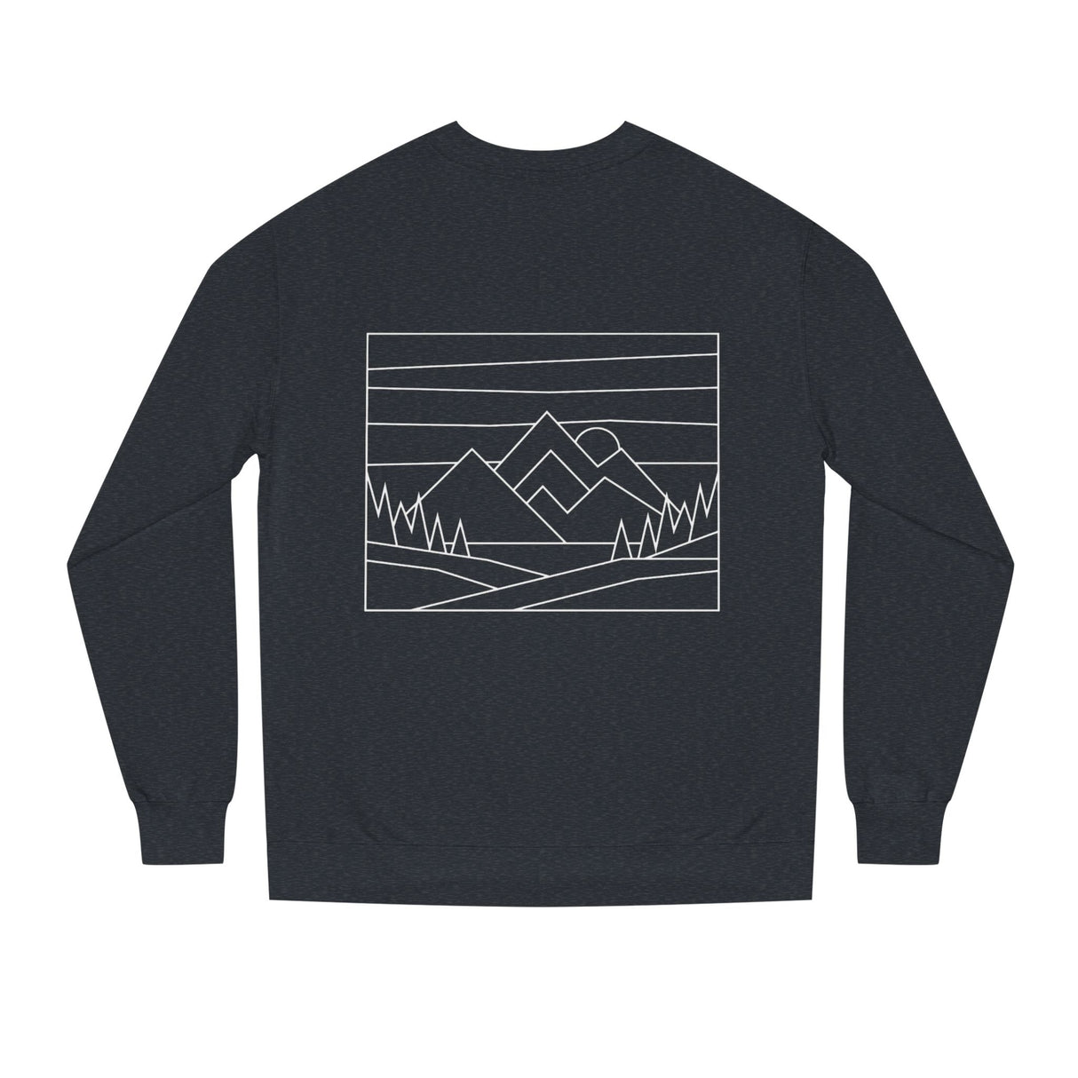 Printify Mountain Sweatshirt from the Nature Series featuring a rugged mountain design and the slogan "Built by Nature. Shaped by Choice."
