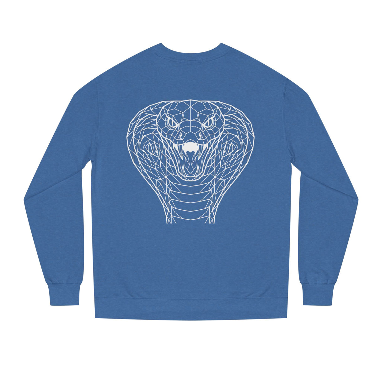 Cobra Sweatshirt with geometric animal design and the quote "Patience is the Deadliest Weapon" by Printify.