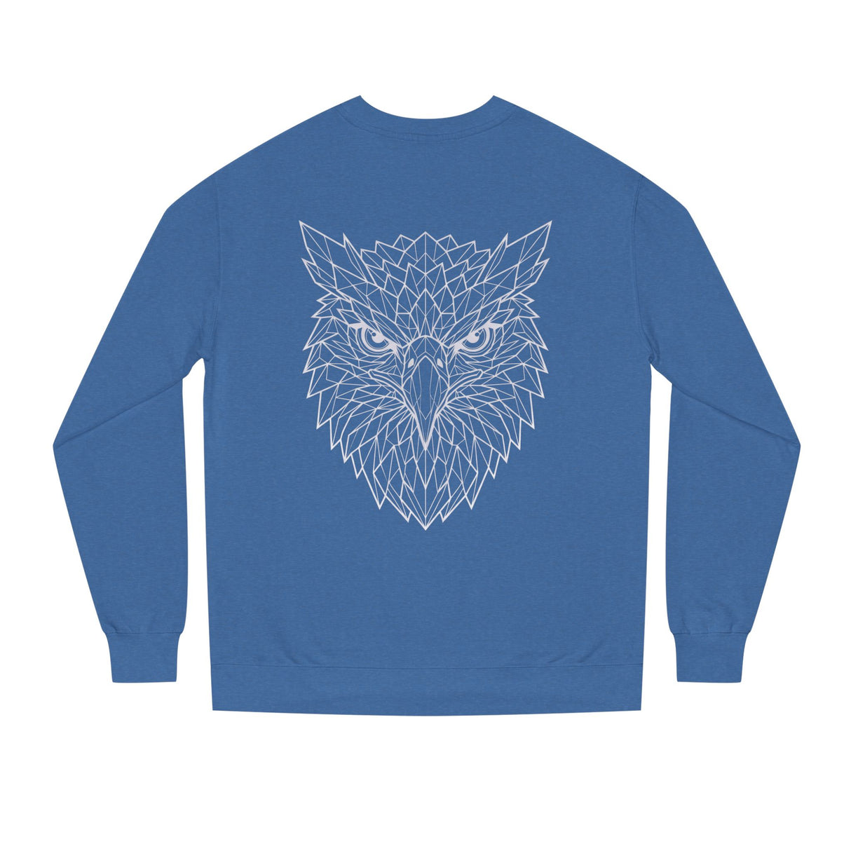 Gray Eagle Sweatshirt featuring geometric eagle design from the Rise Above Everything series by Printify.