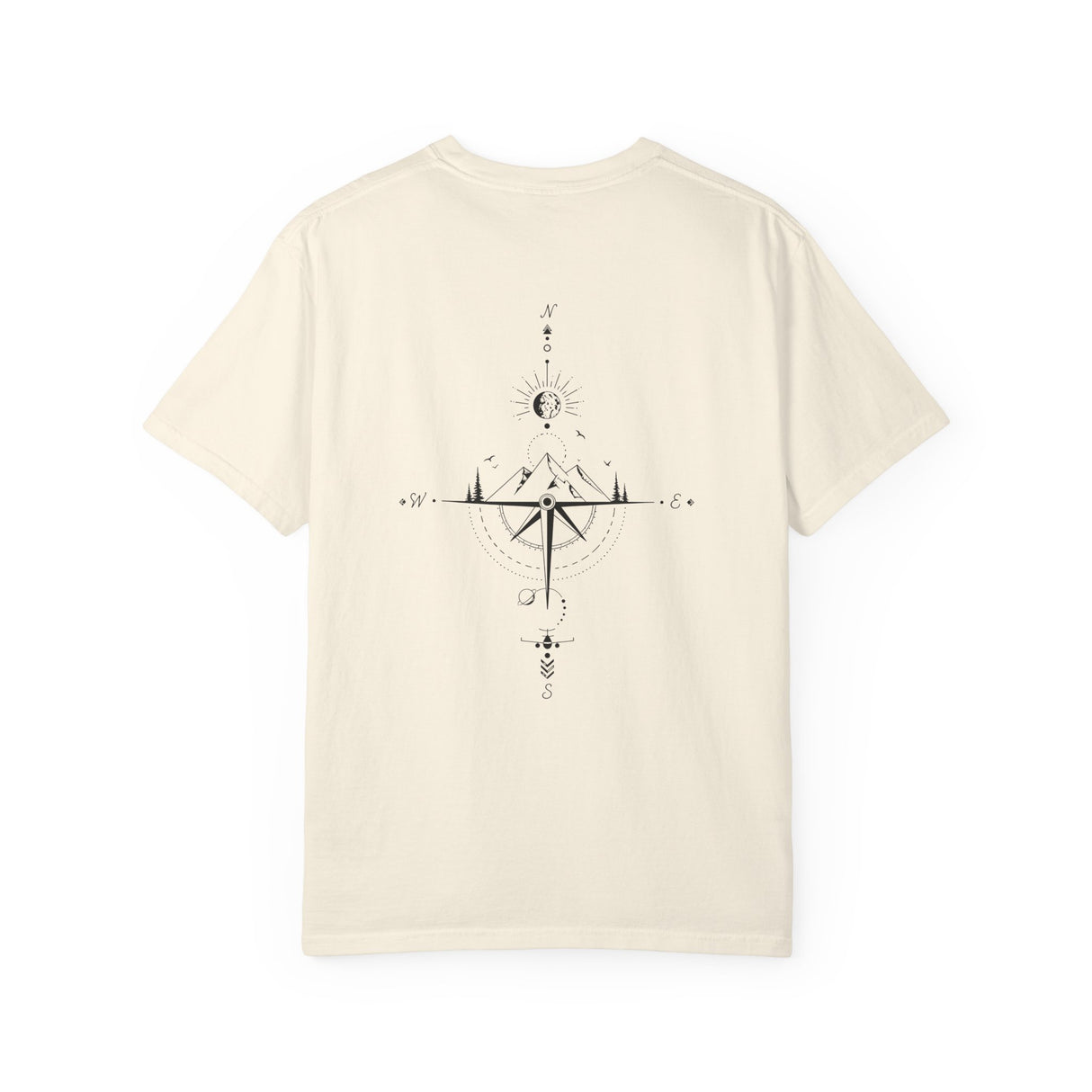 Gray Compass Tee t-shirt from Printify’s Nature Series with "True North Is Within" slogan, featuring a compass graphic.