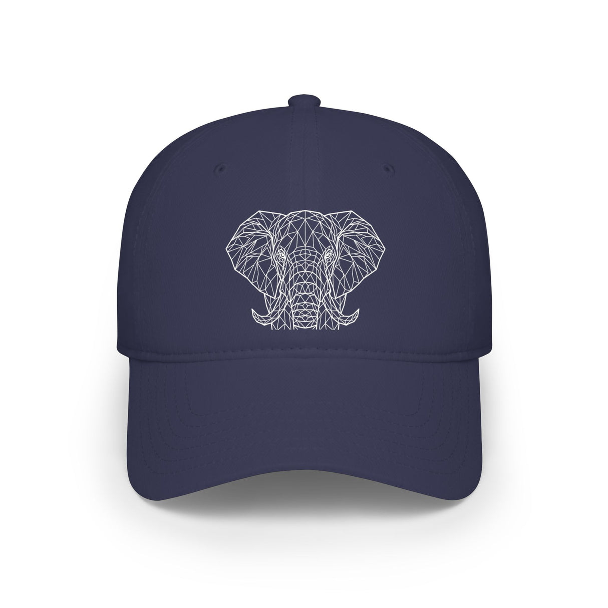 Printify elephant-shaped baseball cap with geometric design and "Thick Skin. Soft Heart." slogan in the Animal Series.