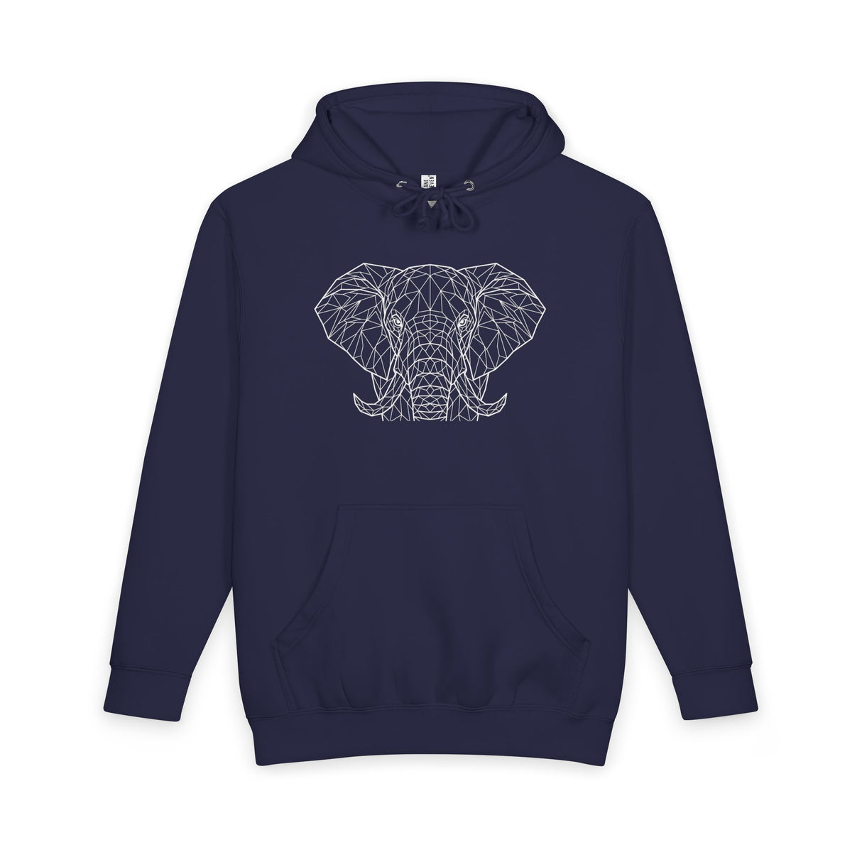 Gray elephant hoodie from the Geometric Animal Series by Printify, featuring a soft fabric and bold animal design.