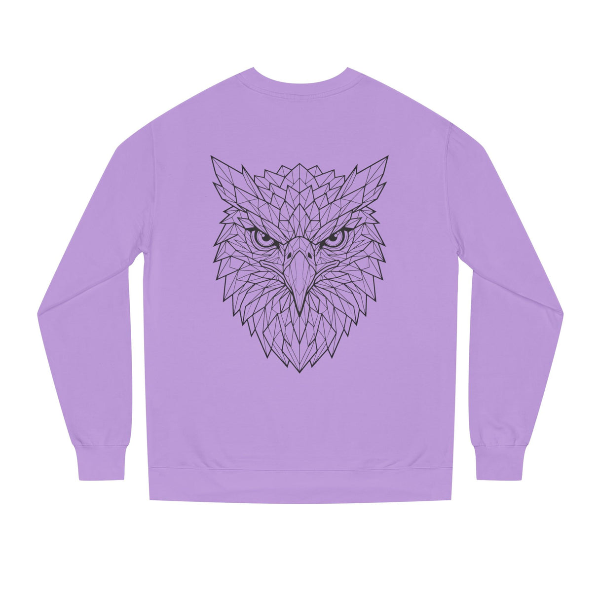 Printify Eagle Sweatshirt with geometric animal design and "Rise Above Everything" slogan, casual unisex apparel.