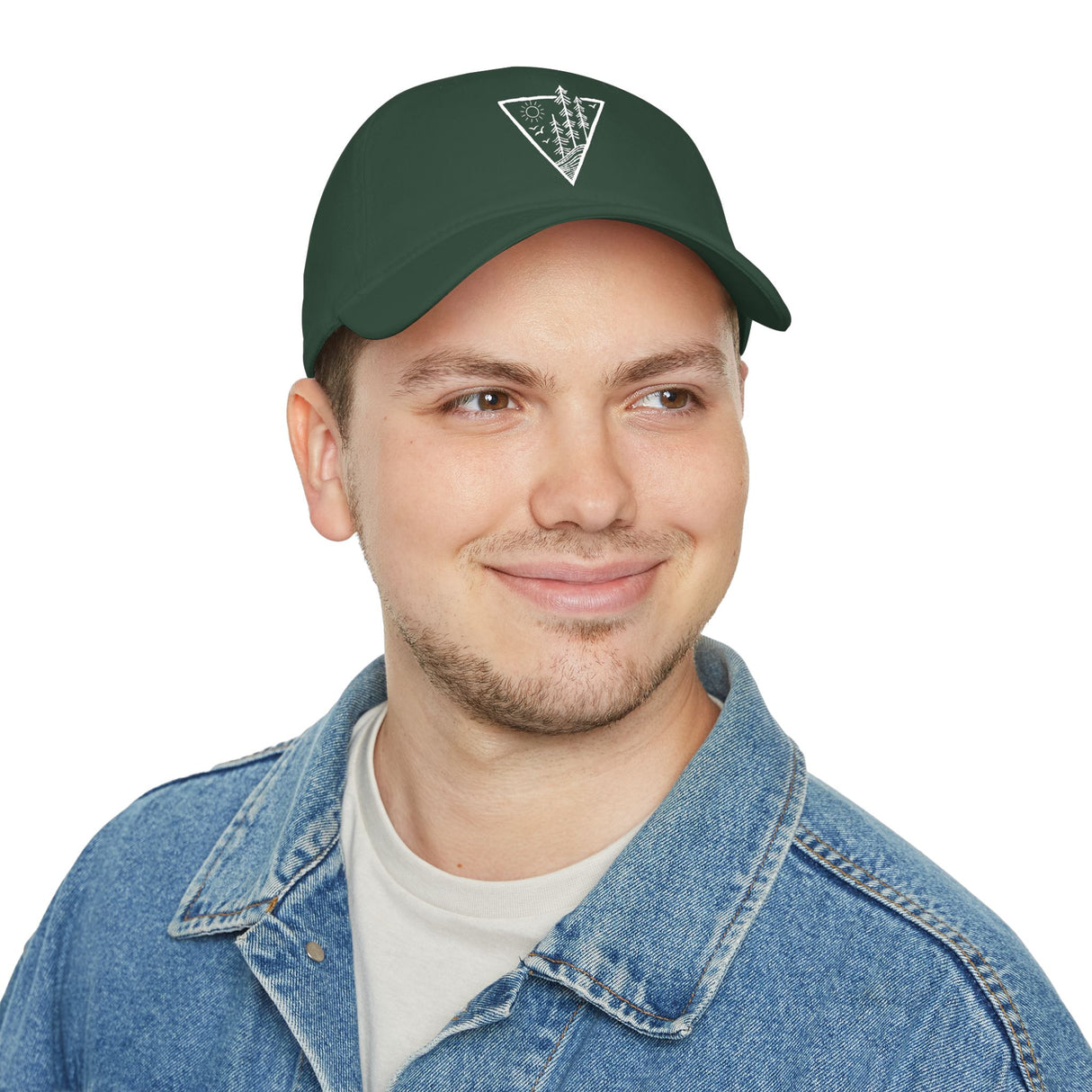 Forest-themed baseball cap from the Nature Series by Printify, featuring a high-rise design and deep roots graphic.