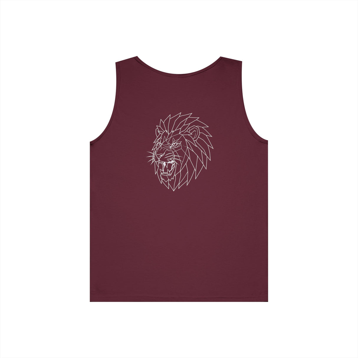 Gray Lion Tank Top from Printify's Geometric Animal Series featuring the slogan "King Is a Standard. Not a Title."