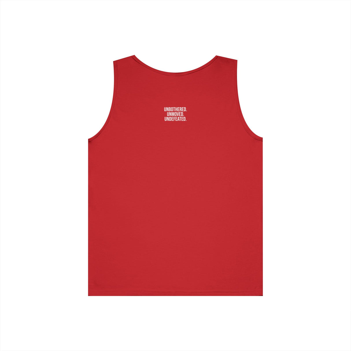 Black Bear Tank Top with geometric bear design and "Unbothered. Unmoved. Undefeated." text, from Printify's animal series.