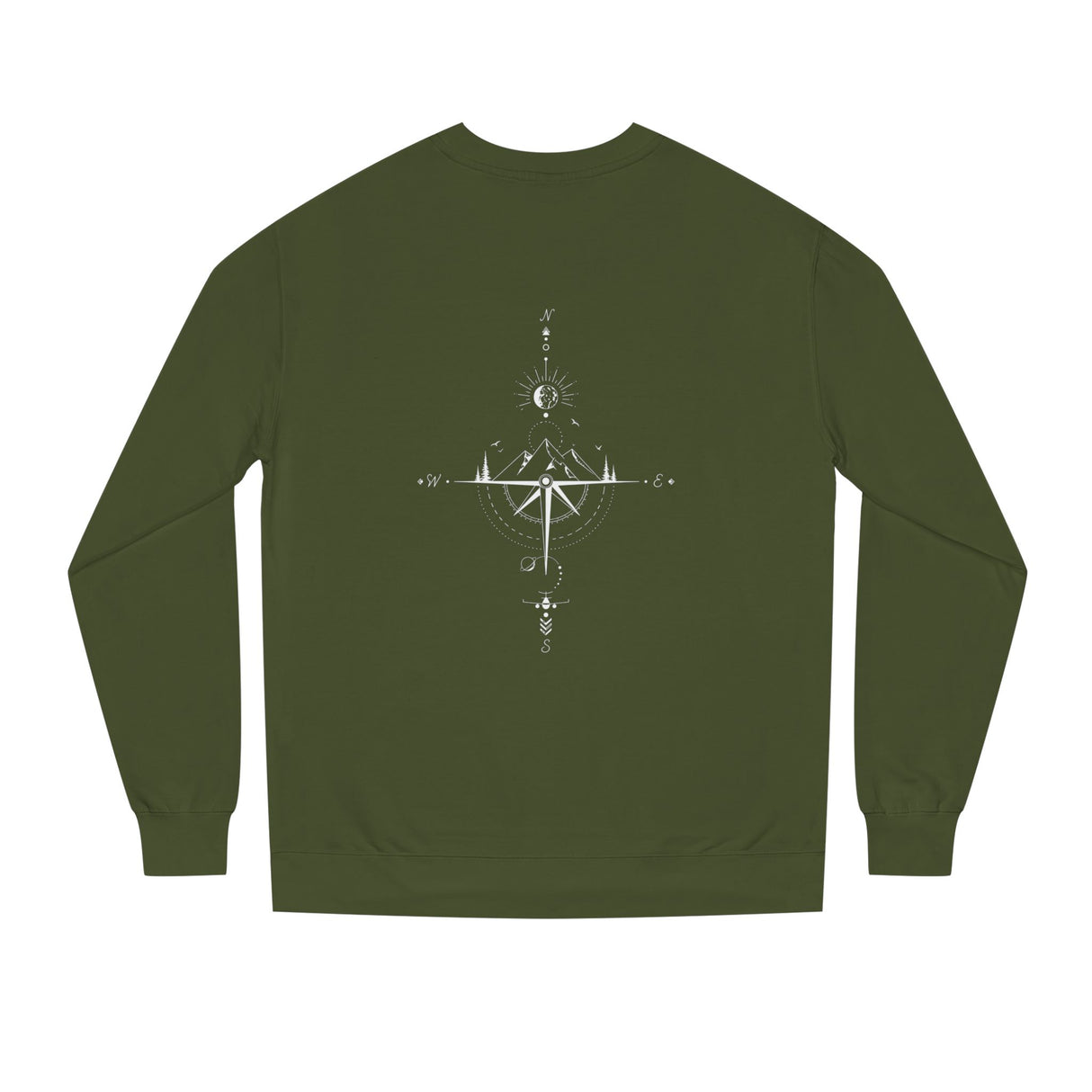 Gray Compass Sweatshirt from Printify's Nature Series featuring the phrase "True North Is Within" on the front.