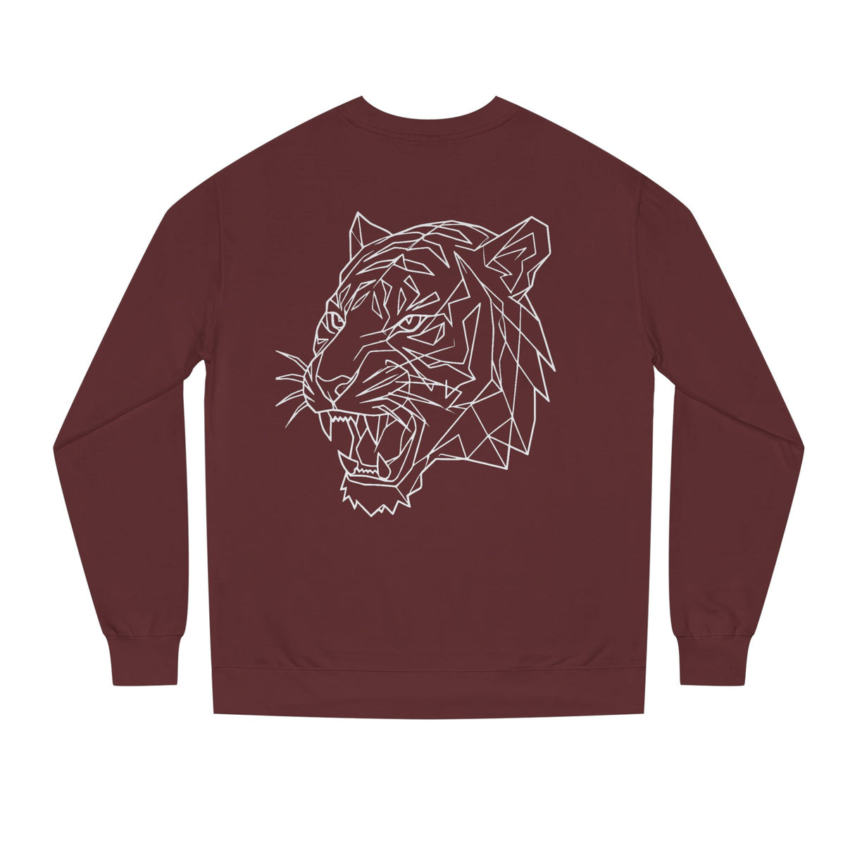 Gray tiger sweatshirt featuring geometric animal design and "Fear Nothing. Earn Respect." slogan from Printify's Tiger Sweatshirt series.