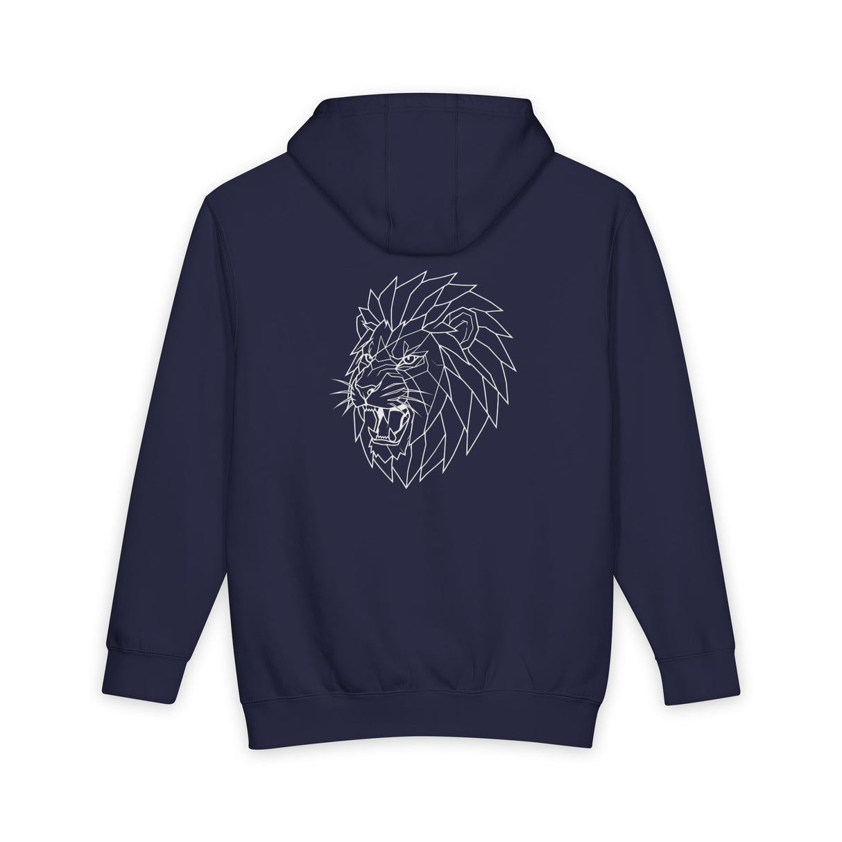 Gray lion hoodie from Printify's geometric animal series featuring a bold "King Is a Standard. Not a Title." print on the front.