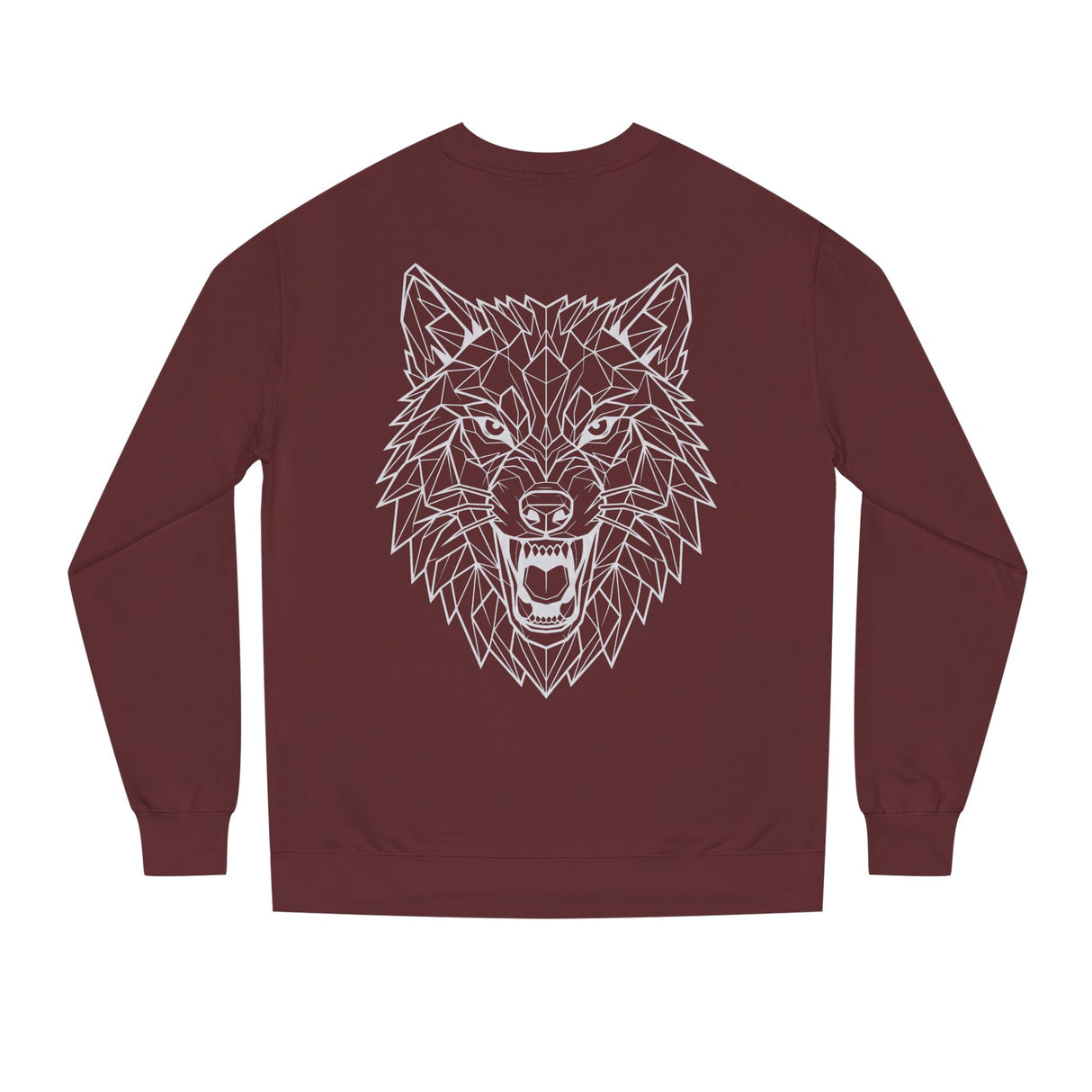 Gray Wolf Sweatshirt from Printify's Geometric Animal Series with "Hunt Alone. Win Together." slogan, featuring a geometric wolf design.