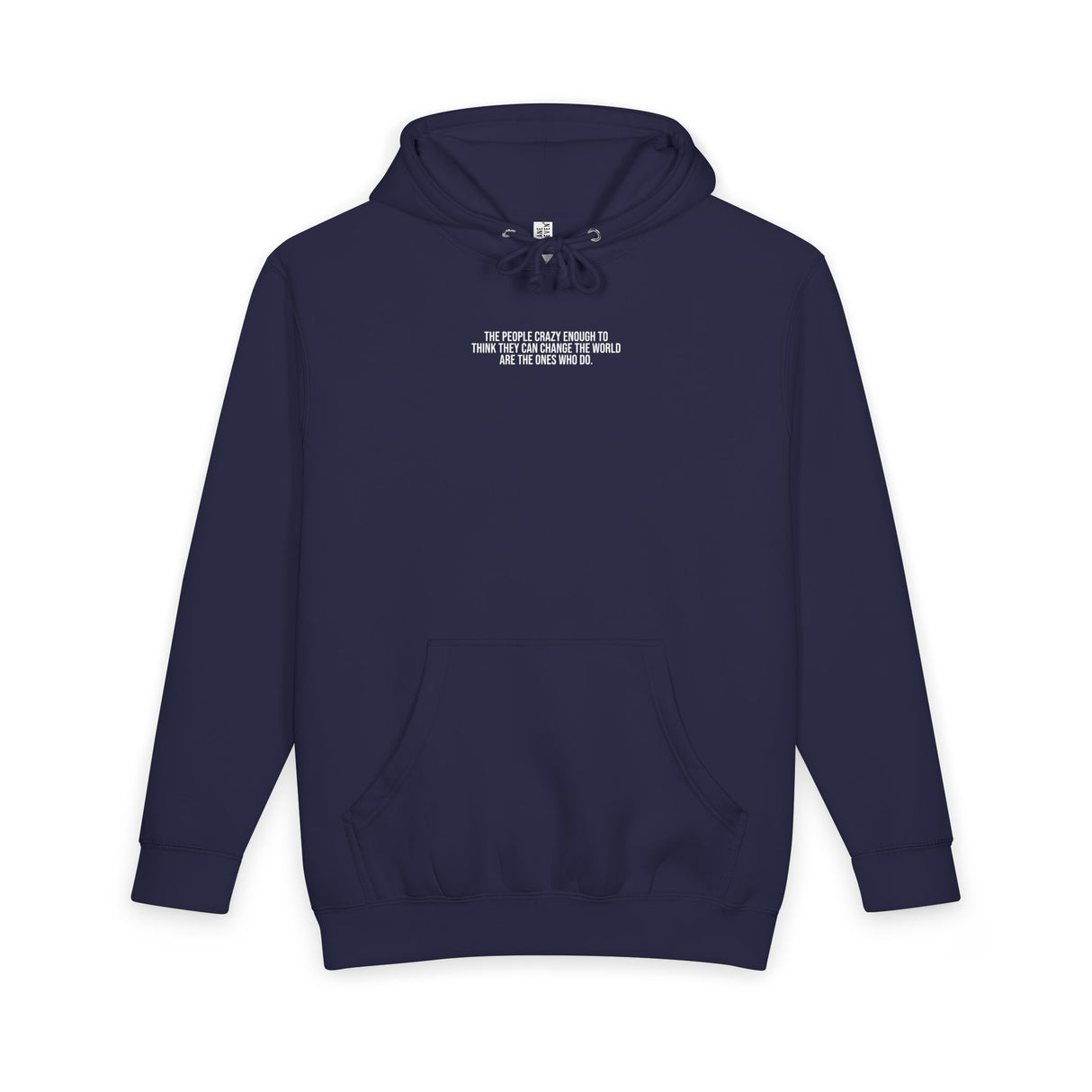 Black S.J. Hoodie with white text from the Visionaries Series, featuring inspirational quote about change and visionaries.