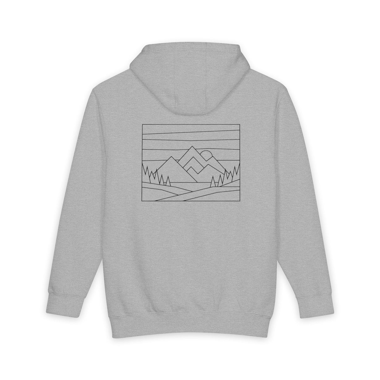 Gray hoodie with motivational text on the back on a white background