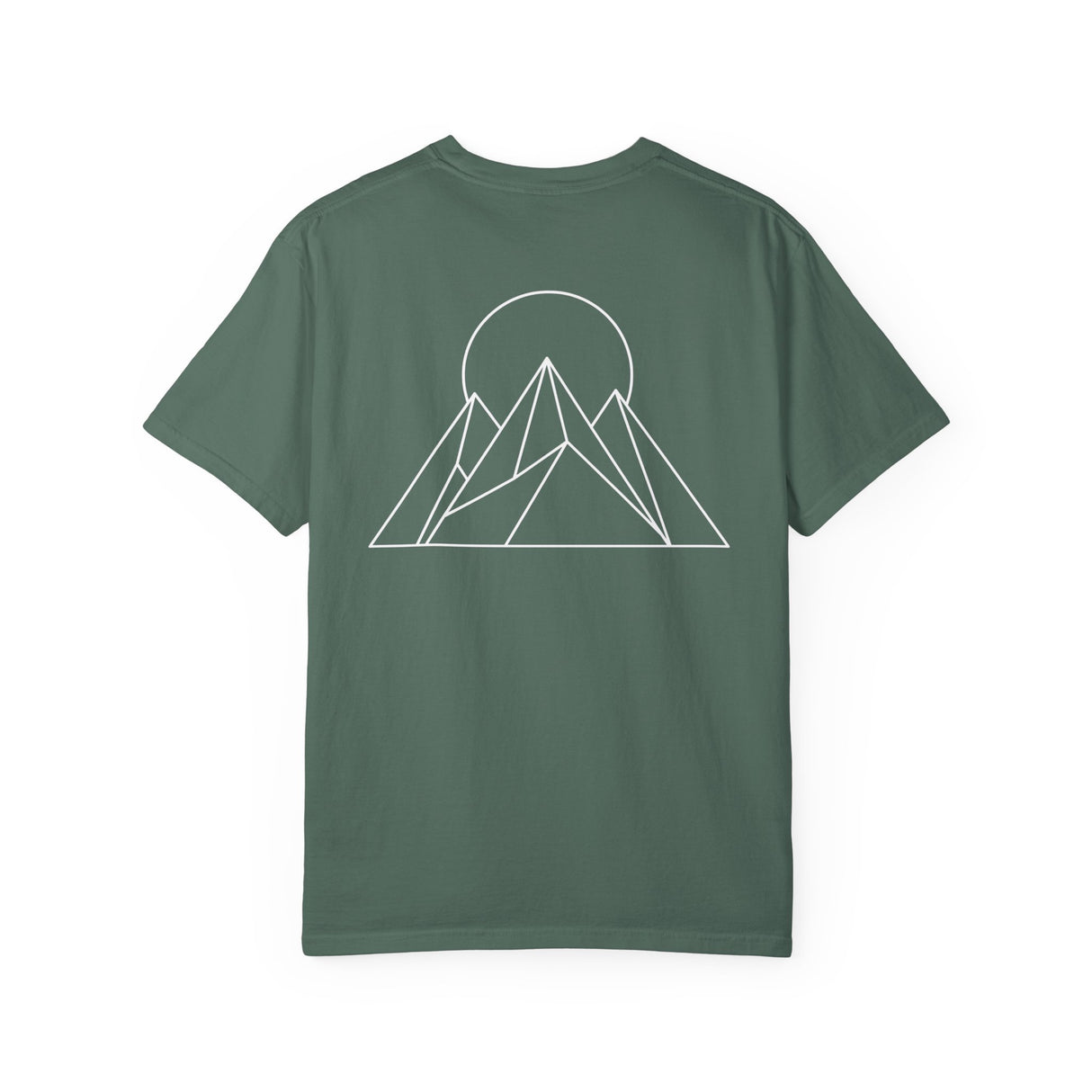 Light gray Peak Tee T-shirt from Printify's Nature Series with "Built to Rise" slogan, casual fit, and soft fabric.