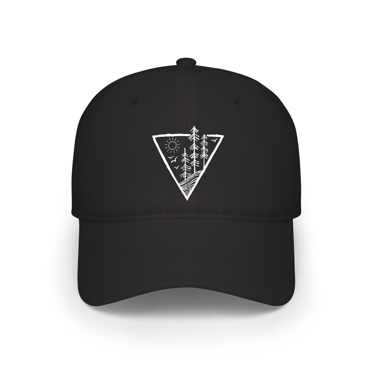 Forest-themed baseball cap from the Nature Series by Printify, featuring a high-rise design and deep roots graphic.