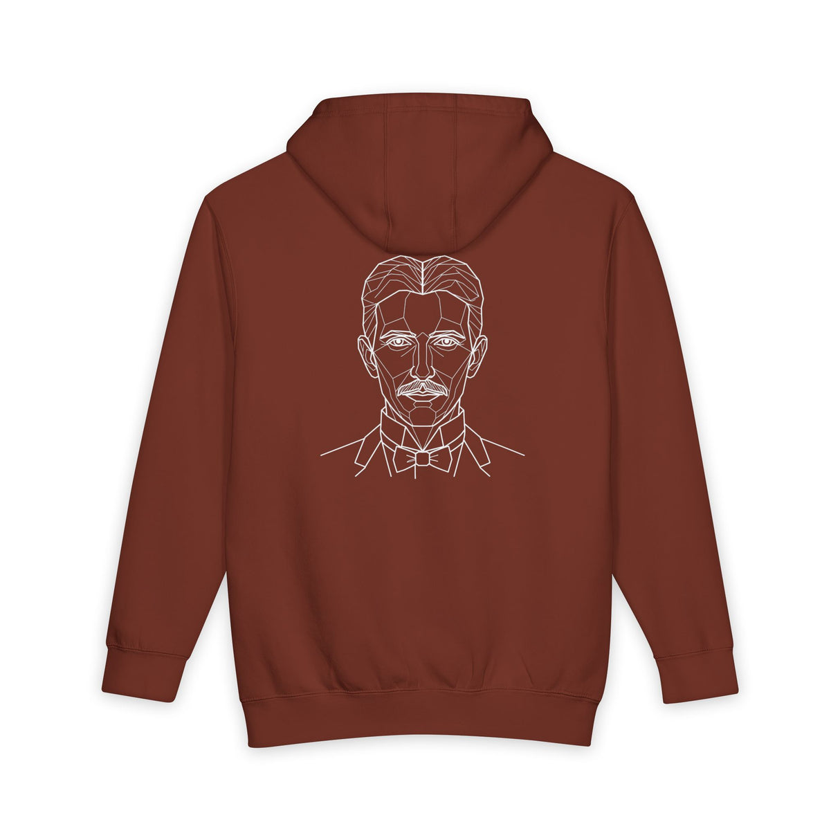 N. Tesla hoodie from Visionaries Series featuring energy, frequency, and vibration quote, shown in black with front design.