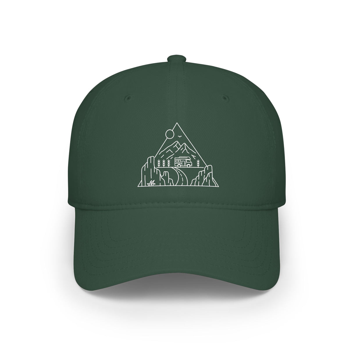 Road Trip Baseball Cap from the Nature Series featuring "Nowhere to Be. Everywhere to Go." printed on a casual hat.