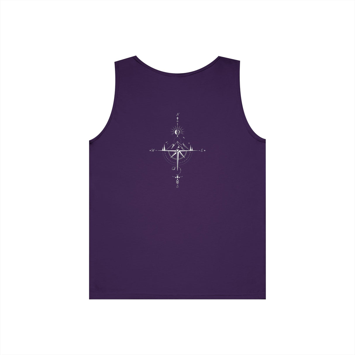 Gray Compass Tank Top from Printify's Nature Series with "True North Is Within" slogan, casual sleeveless shirt for outdoor style.