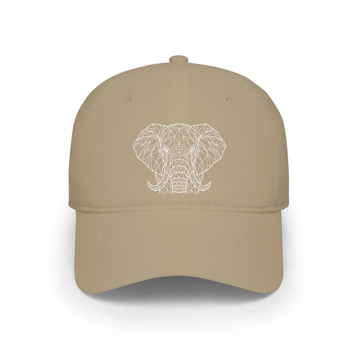 Printify elephant baseball cap from the Geometric Animal Series featuring a soft-hearted elephant design and adjustable brim.