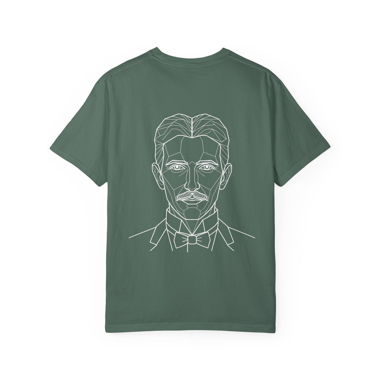 Tesla T-Shirt from Visionaries Series featuring the quote "Think in Terms of Energy, Frequency and Vibration" on a stylish printed tee.