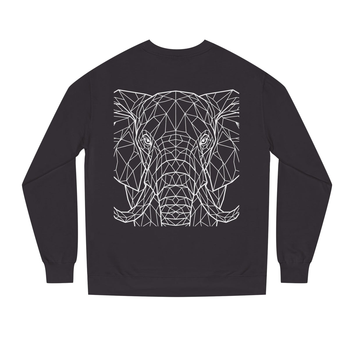 Gray elephant sweatshirt with geometric design and the phrase "Thick Skin. Soft Heart." from Printify's animal series.