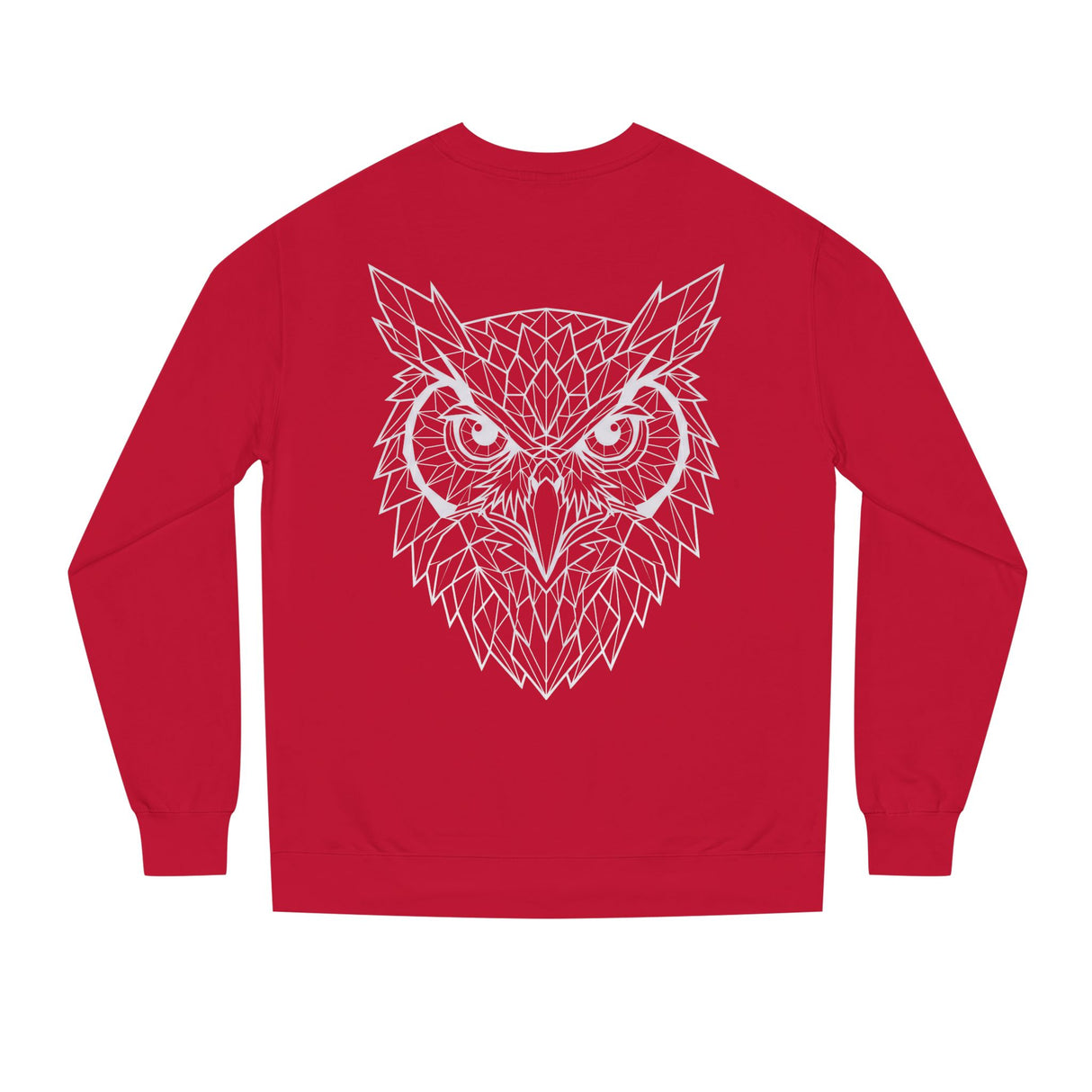 Gray owl sweatshirt with geometric animal design and "See Everything. Say Nothing." slogan, made by Printify.