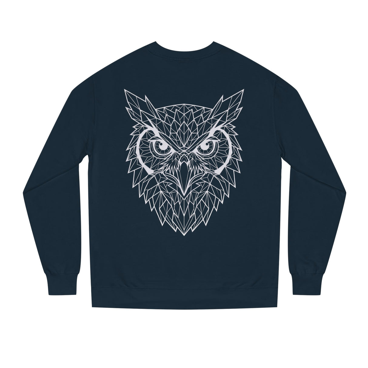 Gray owl sweatshirt from Printify's Geometric Animal Series featuring "See Everything. Say Nothing." design on the front.