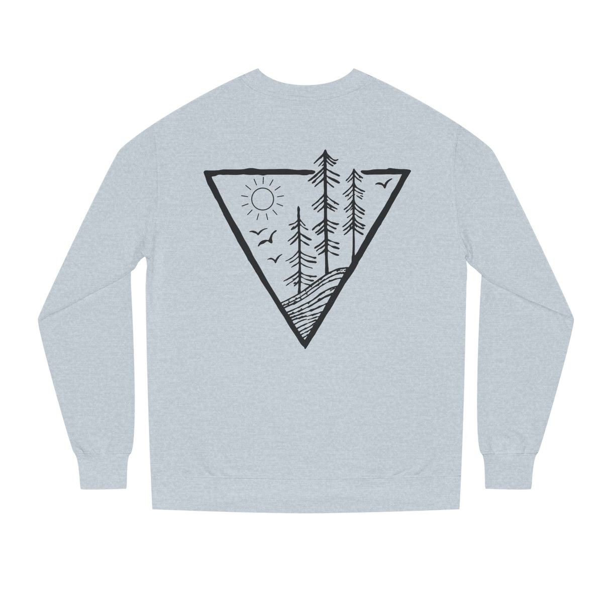 Forest Sweatshirt from Printify's Nature Series featuring a deep roots design, high-rise fit, and forest-themed artwork.