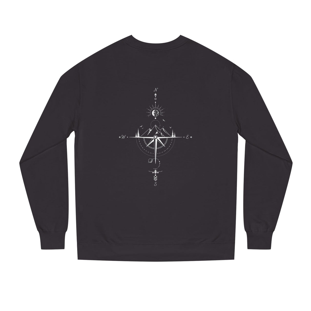 Printify Compass Sweatshirt from the Nature Series featuring "True North Is Within" text in a cozy, printed design.