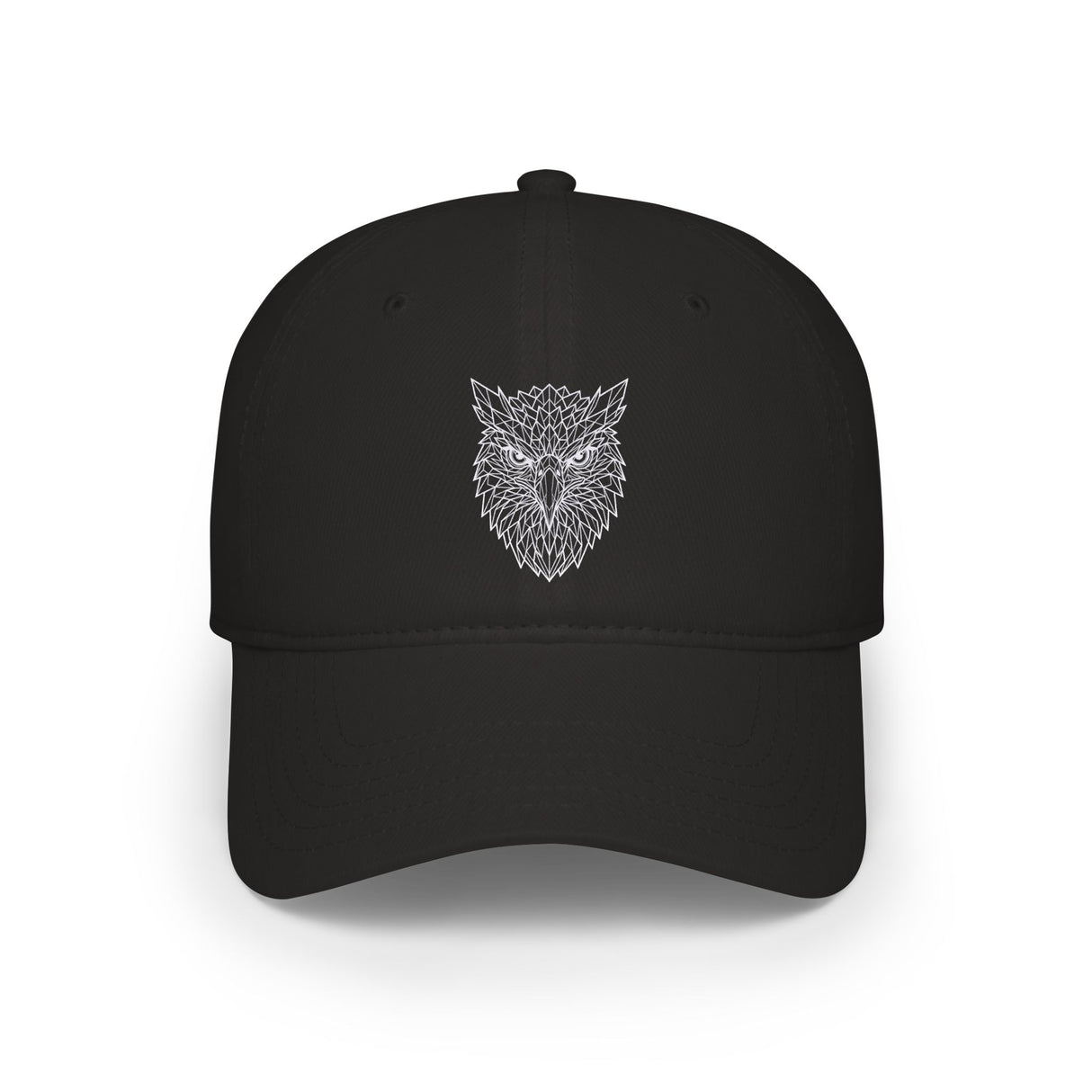 Eagle baseball cap from the Geometric Animal Series featuring a bold eagle design in black and white, made by Printify.