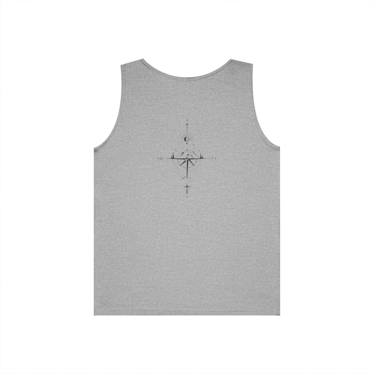 Gray Compass Tank Top from the Nature Series by Printify, featuring the phrase "True North Is Within" on the front.