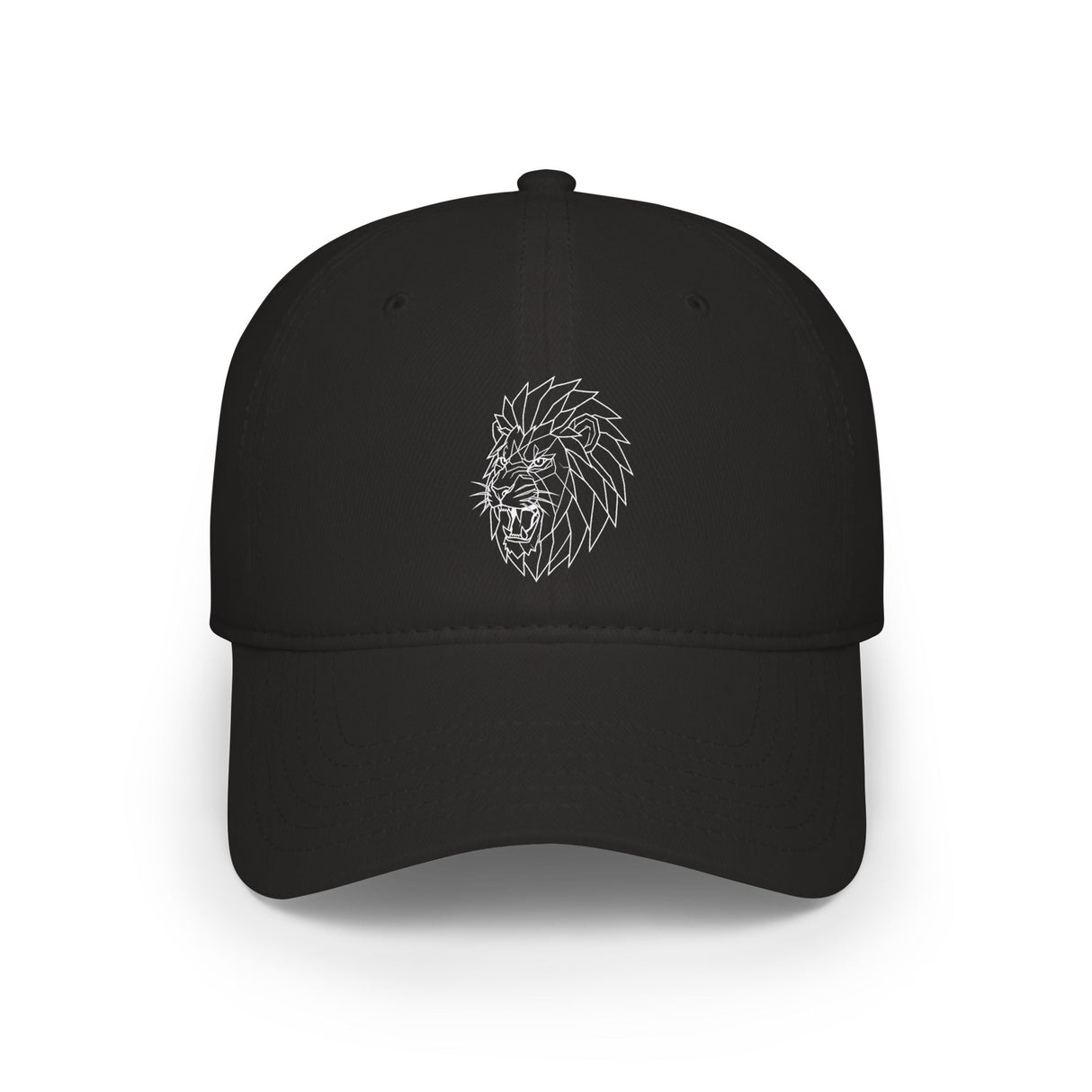 Lion-themed geometric baseball cap from Printify's Animal Series featuring the quote "King Is a Standard. Not a Title."