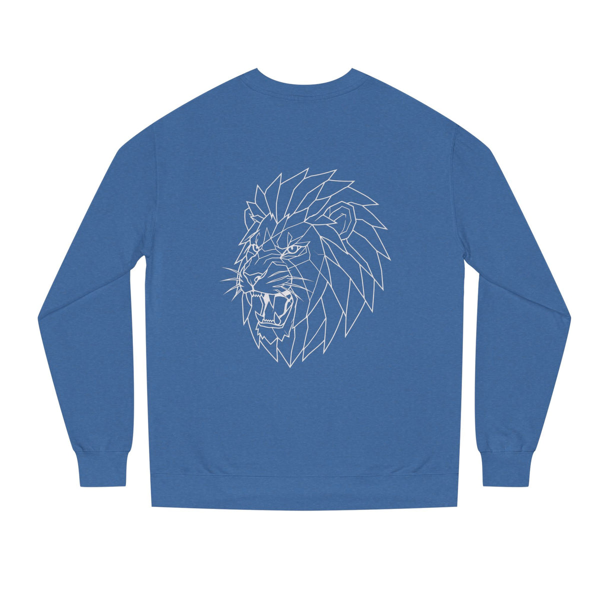 Lion sweatshirt featuring geometric lion design from the Geometric Animal Series by Printify, with the quote "King Is a Standard. Not a Title."