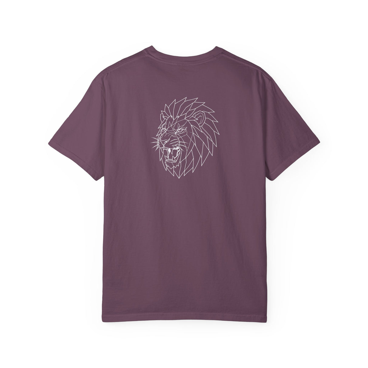 Gray Lion Tee T-shirt from the Geometric Animal Series by Printify featuring a stylized lion graphic and the quote "King Is a Standard. Not a Title."
