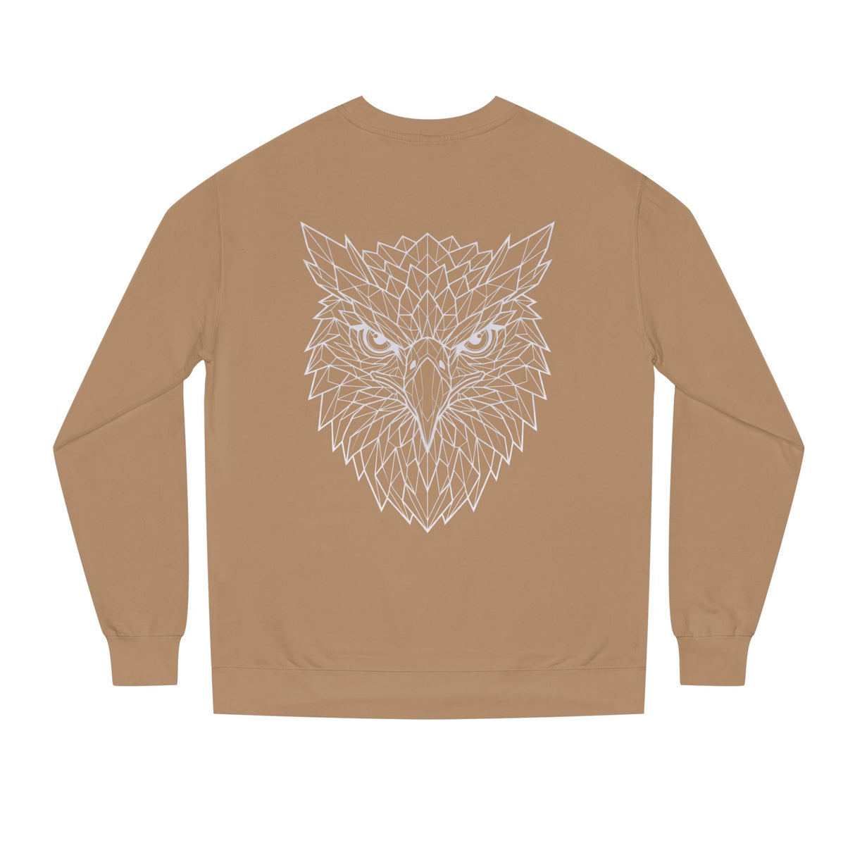 Gray Eagle Sweatshirt with "Rise Above Everything" text from Printify's Geometric Animal Series, casual and comfortable fit.