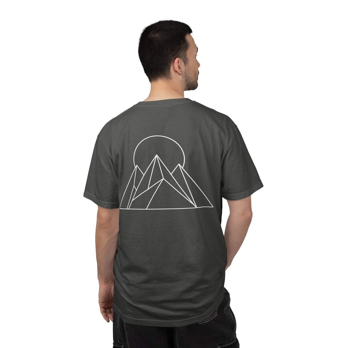 Printify Peak Tee t-shirt from Nature Series featuring "Built to Rise" slogan, in soft fabric with a nature-inspired design.