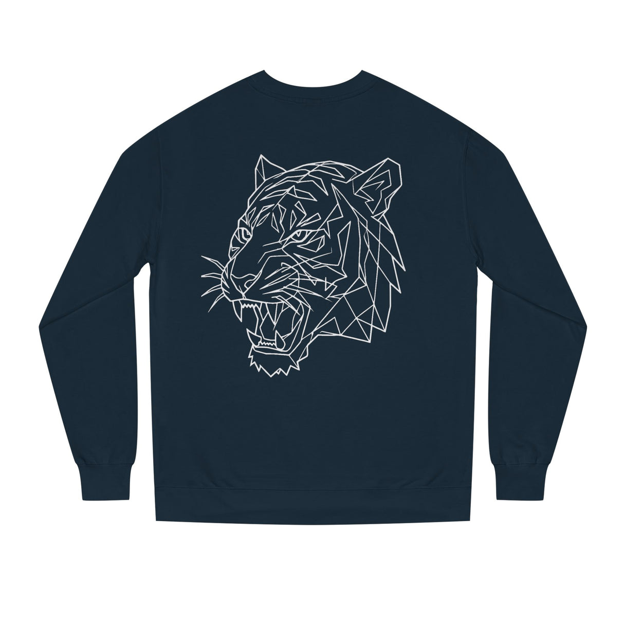 Gray Tiger Sweatshirt from Printify's Geometric Animal Series featuring "Fear Nothing. Earn Respect." text and bold tiger graphic.