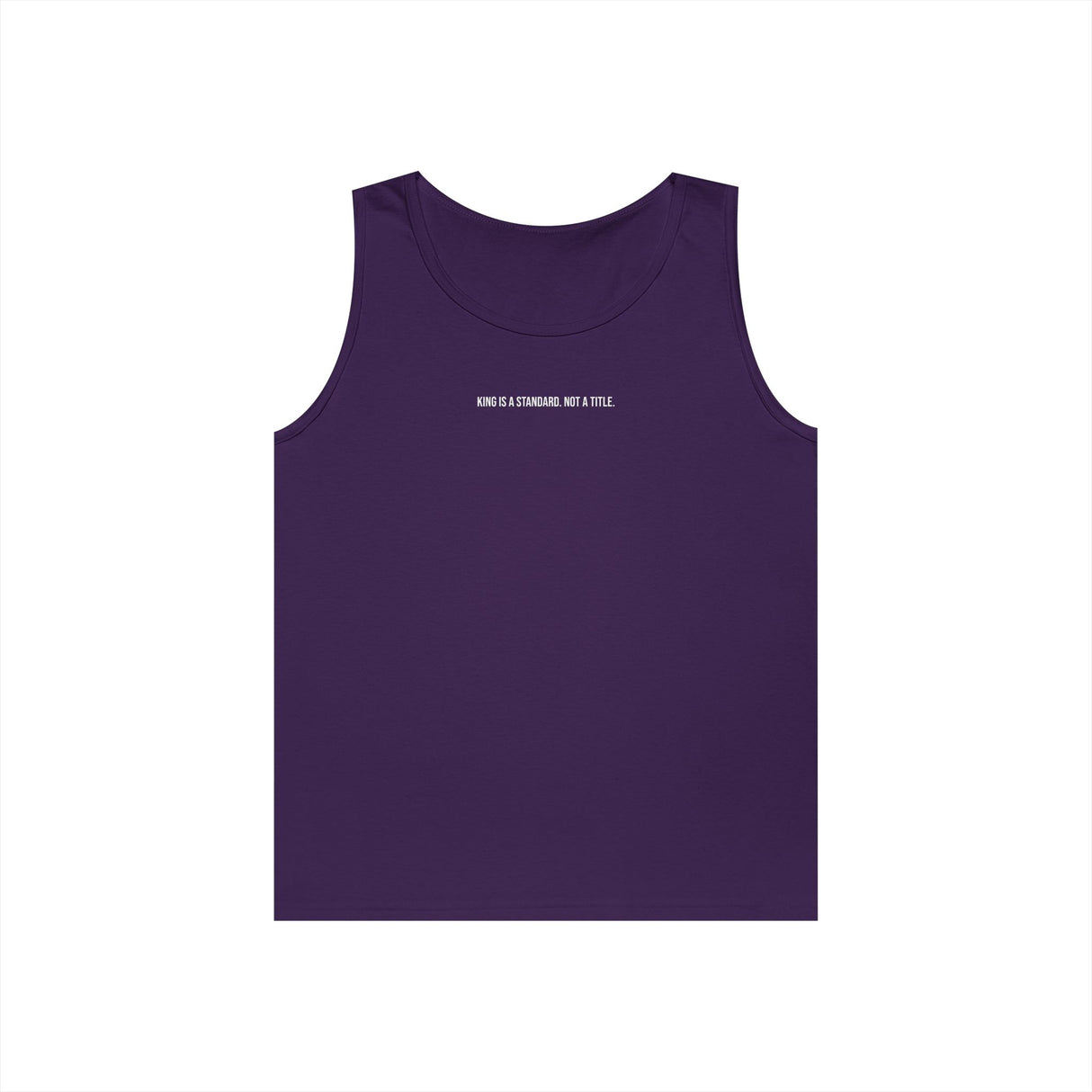 Gray lion tank top from Printify's geometric animal series featuring the quote "King Is a Standard. Not a Title."