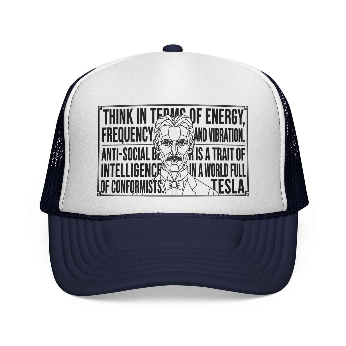 N. Tesla Trucker Hat — "Think in Terms of Energy, Frequency and Vibration." — Visionaries Series | SHOP VIVENT