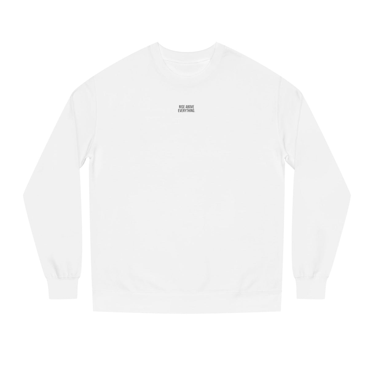 Eagle Sweatshirt by Printify featuring geometric eagle design and the phrase "Rise Above Everything" in a cozy, casual fit.