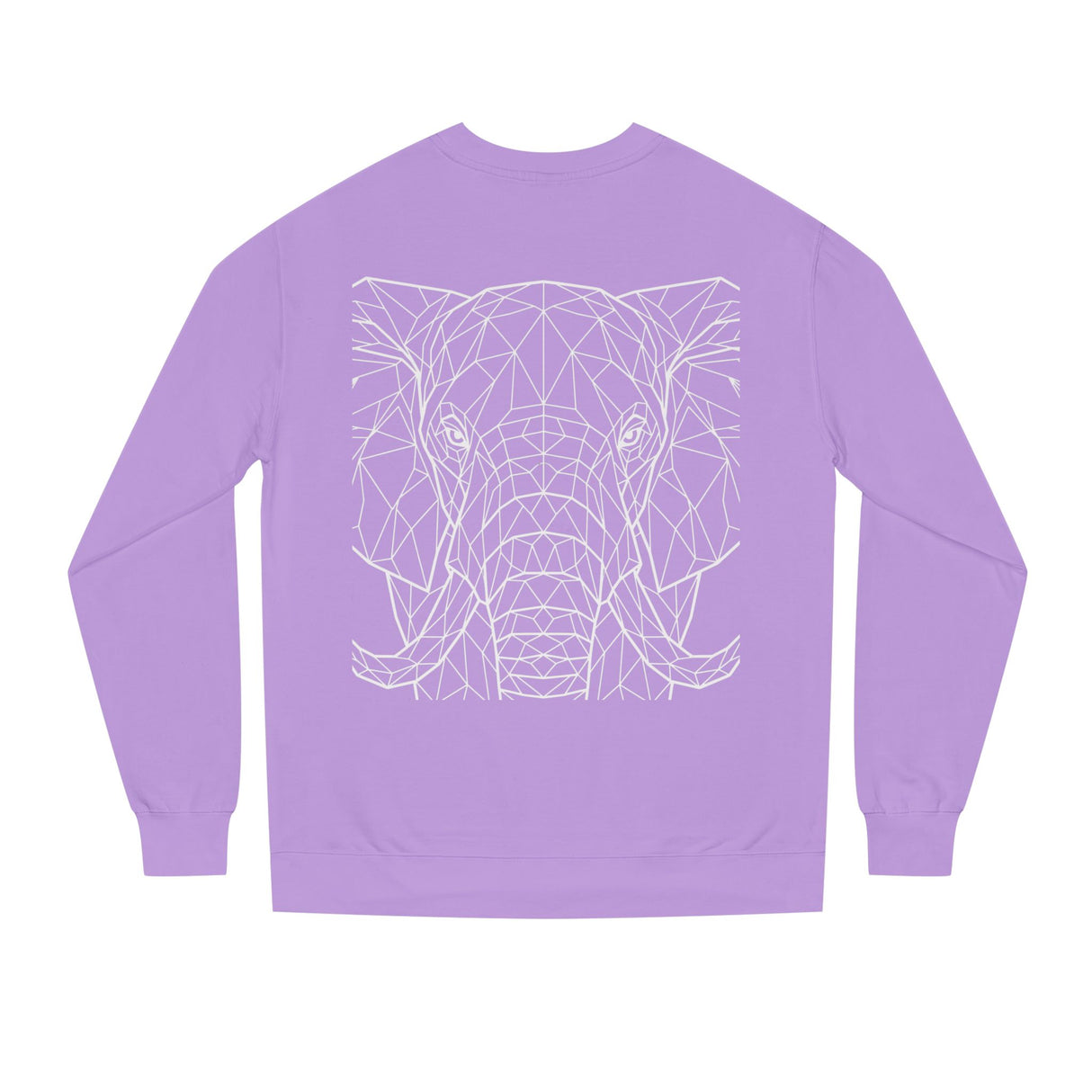 Gray elephant sweatshirt from Printify's Geometric Animal Series featuring "Thick Skin. Soft Heart." graphic on the front.