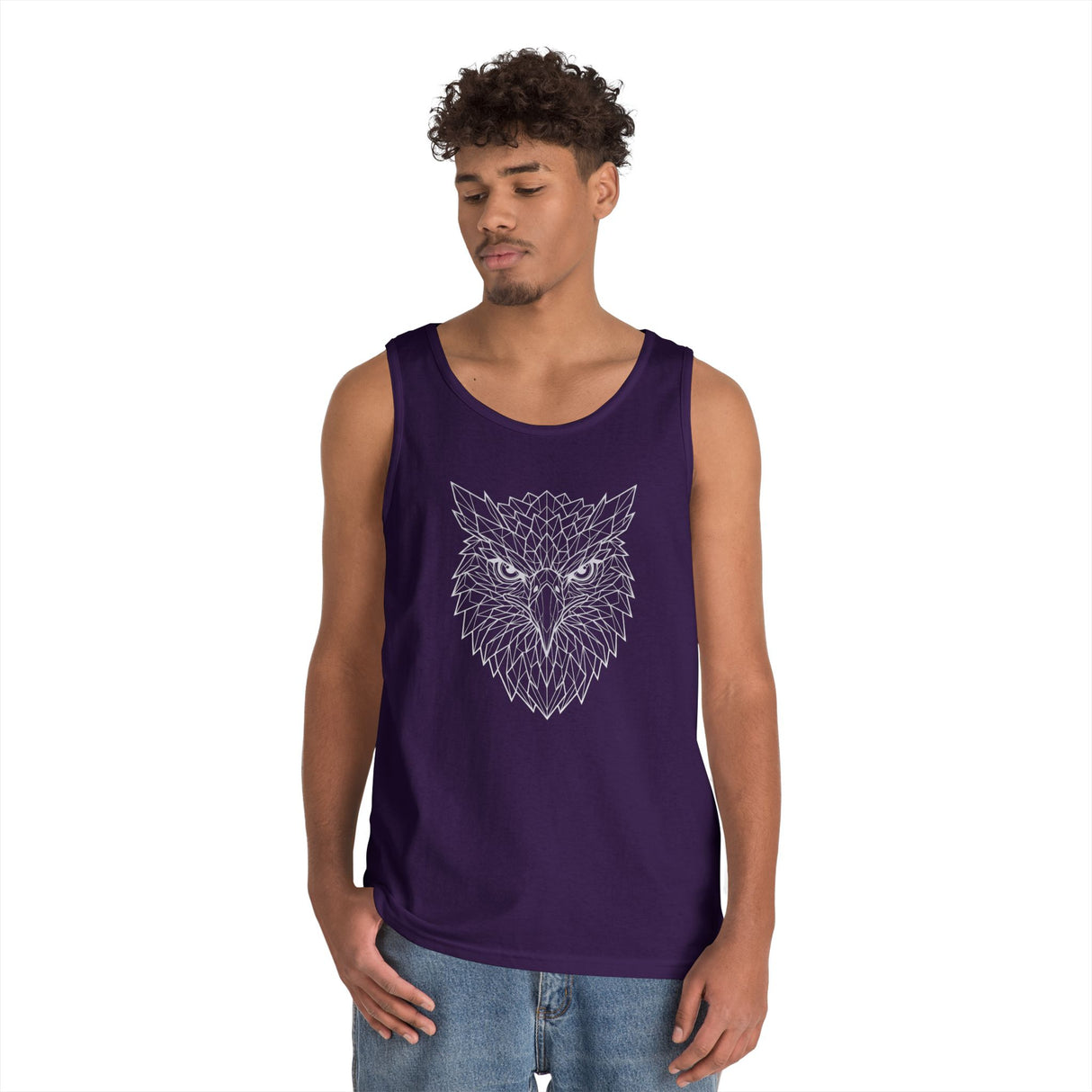 Eagle Tank Top from the Geometric Animal Series by Printify, featuring a stylized eagle design on a sleeveless top.