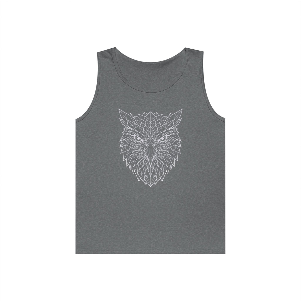 Eagle Tank Top from Printify's Geometric Animal Series featuring a stylized eagle design on a sleeveless tank top.