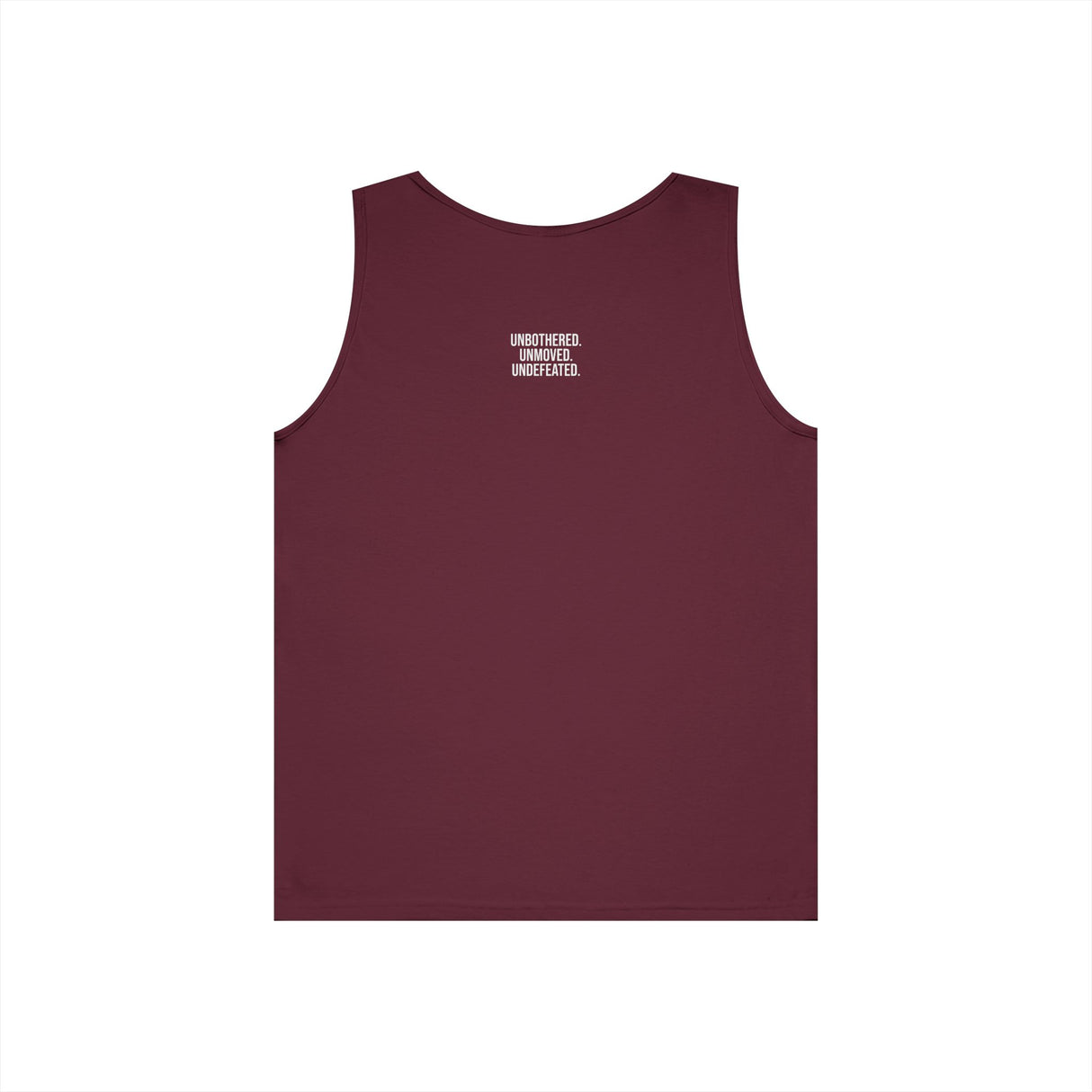 Gray Bear Tank Top from Printify's Geometric Animal Series featuring "Unbothered. Unmoved. Undefeated." slogan.