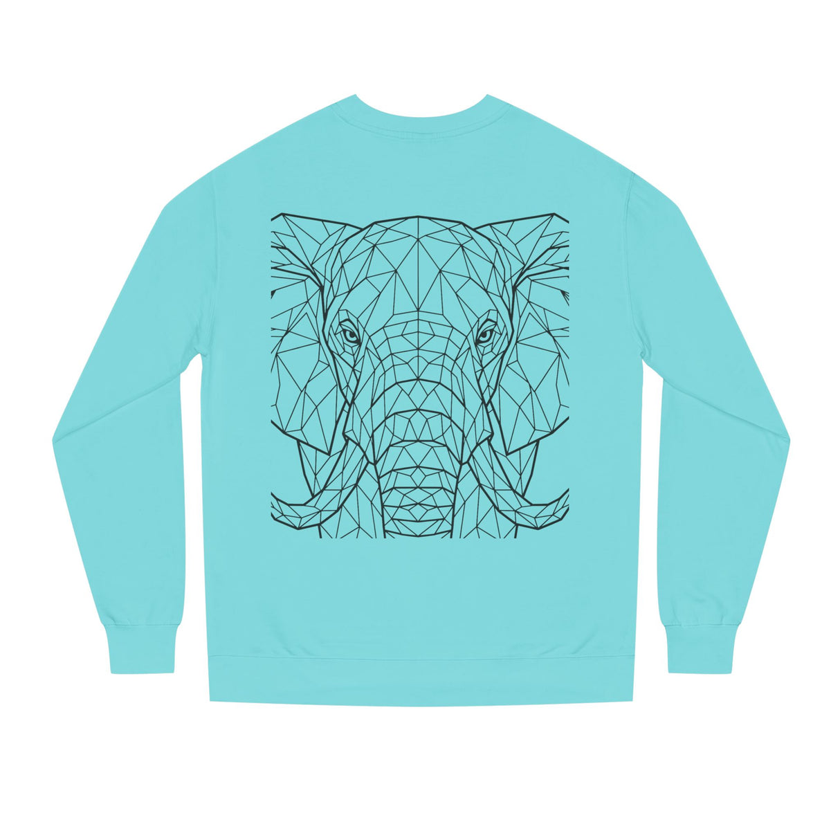 Gray elephant sweatshirt from Printify's Geometric Animal Series featuring "Thick Skin. Soft Heart." printed design.