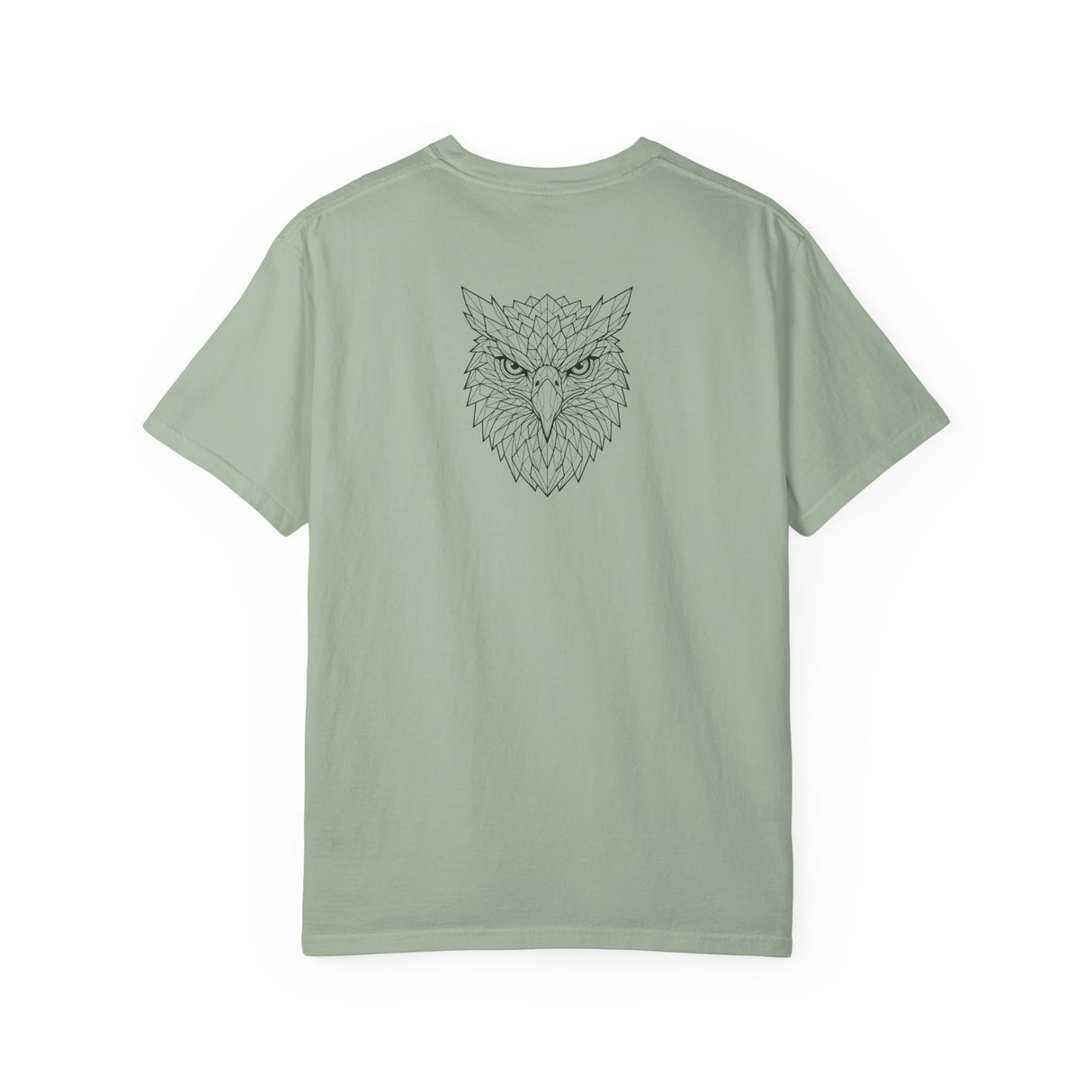 Printify Eagle Graphic T-shirt featuring geometric eagle design with "Rise Above Everything" text from the Geometric Animal Series.